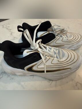 Boys Nike Giannis White and Gold Athletic Sneakers
